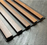 FP-192 Walnut Fluted Panel Black Background